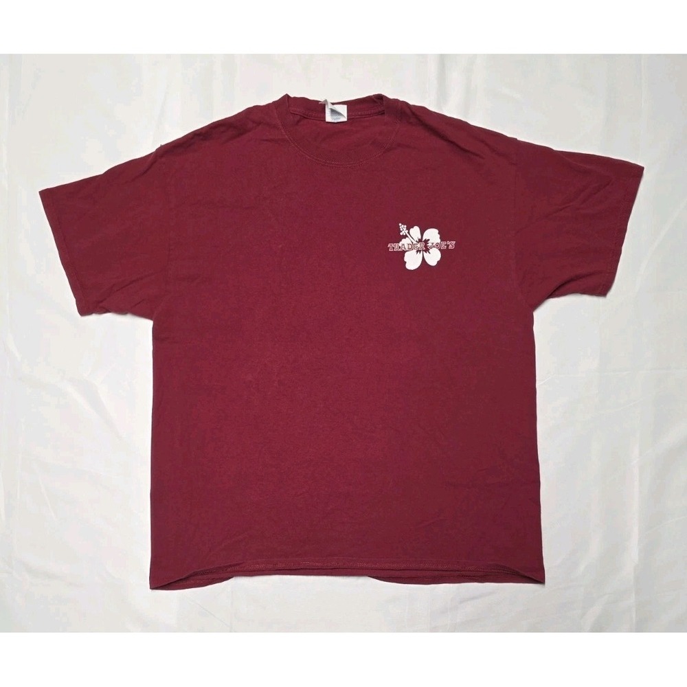 Vintage Trader Joe's T-shirt Size XL Red Logo Employee Shirt Flower